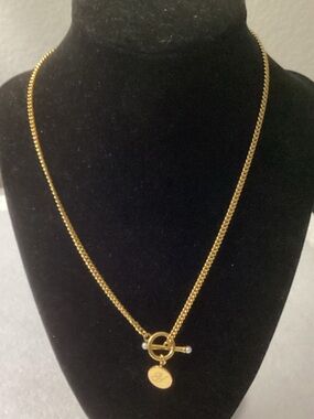 Brook & York Gold-Tone Toggle Engraved “Y” Pendant Necklace